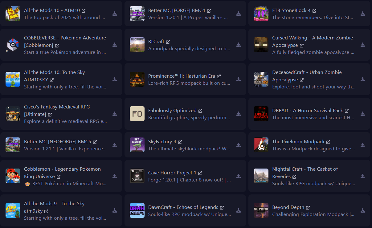 List of popular minecraft modpacks